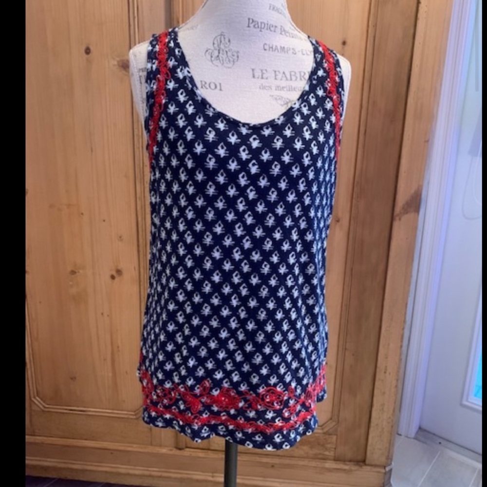 Lucky Brand embroidered and printed tank
